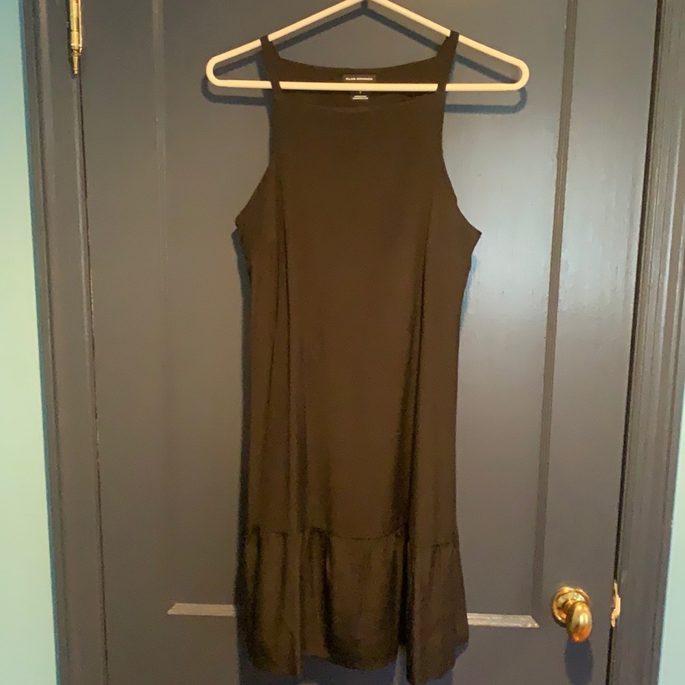 Square neck silk mini dress